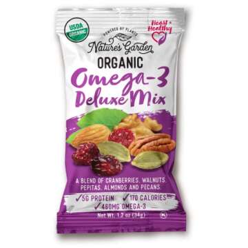 Nature's Garden Organic Trail Mix Snack Packs - Trail Mix Variety, Energy Boosting, Heart Healthy, Omega-3 Rich, Cranberries, Pumpkin Seeds, Individual Packs, Family - 1.2 Oz Bags (48 Individual Servings)