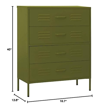 FAMIROSA Adjustable Olive Green Metal Storage Cabinet