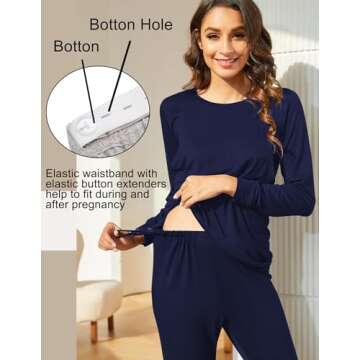 Ekouaer Nursing Pajama Set: Soft Thermal Sleepwear for Moms