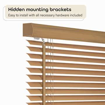 Cordless Light Filtering Mini Blind - 26 Inch Width, 64 Inch Length, 1" Slat Size - Woodtone - Cordless GII Morningstar Horizontal Windows Blinds for Interior by Achim Home Decor