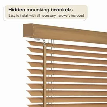 Cordless Light Filtering Mini Blind - 26 Inch Width, 64 Inch Length, 1" Slat Size - Woodtone - Cordless GII Morningstar Horizontal Windows Blinds for Interior by Achim Home Decor