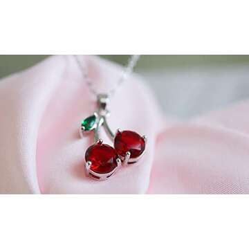 Elegant VONSSY Red Cherry Pendant Necklace for Women