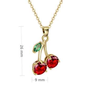Elegant VONSSY Red Cherry Pendant Necklace for Women