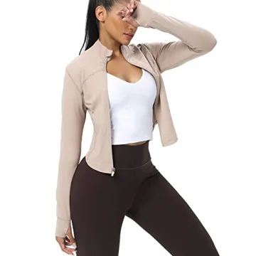 AVGO Women's Cropped Workout Jacket with Thumb Holes