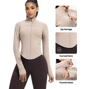 AVGO Women's Cropped Workout Jacket with Thumb Holes