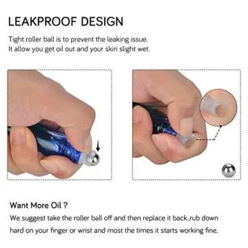 PrettyCare Roller Bottles 10ml (12 Pack Rainbow Glass, Golden Cap, 24 Labels, 2 Extra roller balls, Opener, 2 Funnels) for essential oils, Roll on Bottles