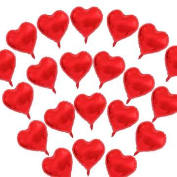 5 Inch Red Heart Mylar Balloons, 50pcs Small Foil Balloons for Wedding Baby Shower Valentine's Day B...