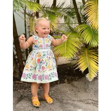 MINITAYLOR Toddler Girls Dresses Casual Back School Sleeveless Cross Straps Cutout Lined Elastic Waist Pattern Applique