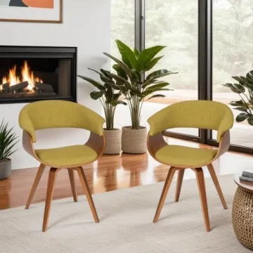 Armen Living Summer Chair in Green Fabric and Walnut Finish