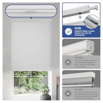 HOTSOON No Drill Blackout Cellular Shades - Stylish Top Down Bottom Up Honeycomb Blinds, Easy Instal...