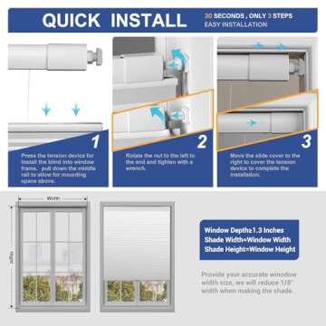 HOTSOON No Drill Blackout Cellular Shades for Windows