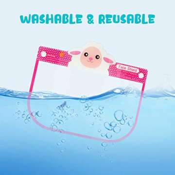 10PCS Kids' PET Reusable Clear Protective Safety Face Shields Assorted Designs for Boys & Girls, Lightweight High Transparency Wrap-Around Splash Cover Anti-Fog Visor Comfortable Fit Elastic Headband