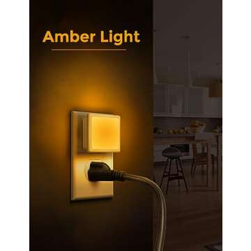 LOHAS LED Night Lights Plug into Wall 2-Pack - Auto-On/Off, Amber Light