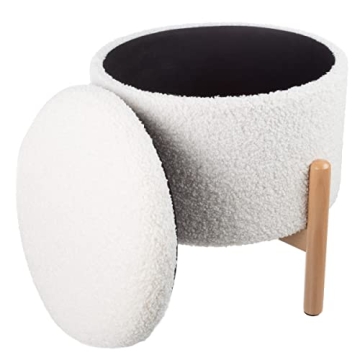 Stylish Round Sherpa Ottoman with Storage and Style