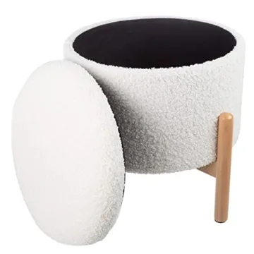 Stylish Round Sherpa Ottoman with Storage and Style
