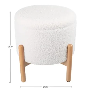Stylish Round Sherpa Ottoman with Storage and Style