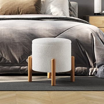Stylish Round Sherpa Ottoman with Storage and Style