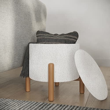 Stylish Round Sherpa Ottoman with Storage and Style