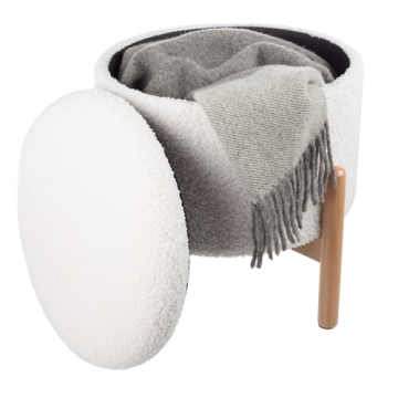 Stylish Round Sherpa Ottoman with Storage and Style