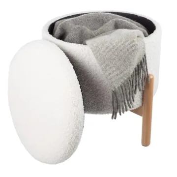 Stylish Round Sherpa Ottoman with Storage and Style