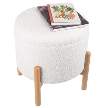 Stylish Round Sherpa Ottoman with Storage and Style