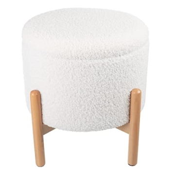 Stylish Round Sherpa Ottoman with Storage and Style