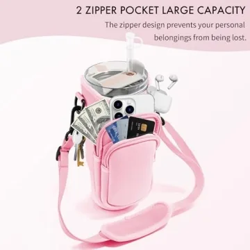 JEBEALUO Water Bottle Carrier Bag with Pockets for Phones