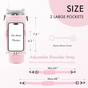 JEBEALUO Water Bottle Carrier Bag with Pockets for Phones