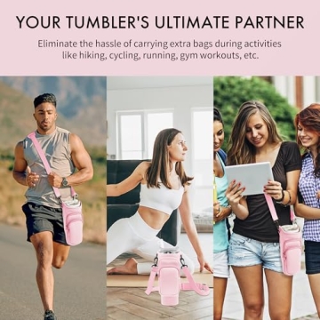 JEBEALUO Water Bottle Carrier Bag with Pockets for Phones