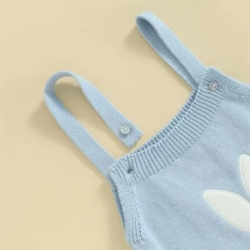 Cute woshilaocai Bunny Sleeveless Easter Romper for Infants