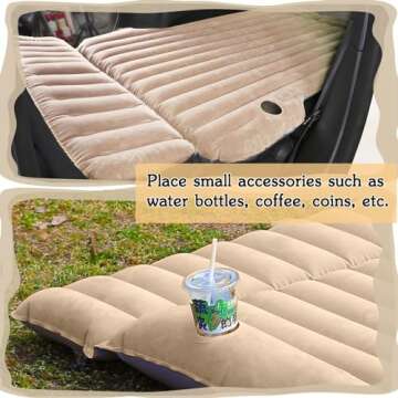 EVFITUS Car Air Mattress Bed Travel Inflatable Mattress SUV Back Seat Portable Beds for Adults Camping with Air Neck Pillow Compatible Tesla All 5 Seat Car