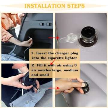 EVFITUS Car Air Mattress Bed Travel Inflatable Mattress SUV Back Seat Portable Beds for Adults Camping with Air Neck Pillow Compatible Tesla All 5 Seat Car