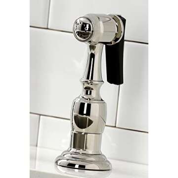 Kingston Brass KS1276PLBS Heritage Bridge Kitchen Faucet, 13.88 x 8.56 x 13.13, Polished Nickel