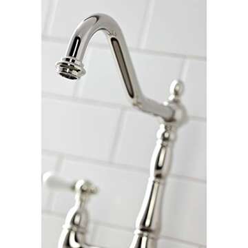 Kingston Brass KS1276PLBS Heritage Bridge Kitchen Faucet, 13.88 x 8.56 x 13.13, Polished Nickel