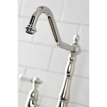 Kingston Brass KS1276PLBS Heritage Bridge Kitchen Faucet, 13.88 x 8.56 x 13.13, Polished Nickel