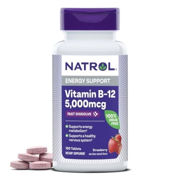 Natrol Vitamin B12 Fast Dissolve Tablets, Promotes Energy, Supports a Healthy Nervous System, Maximu...