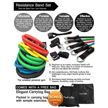 heFitLife Resistance Bands Set - Stackable up to 110 lbs