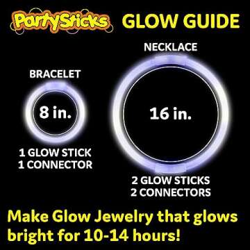 PartySticks White Glow Sticks Party Supplies 100pk - 8 Inch Glow in The Dark Light Up Sticks Party F...