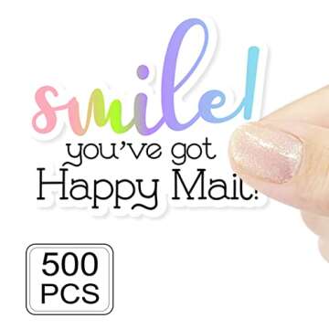 Smile You've Got Happy Mail Stickers,Happy Mail Sticker, Business Order Stickers,Gift Box Mail Stick...
