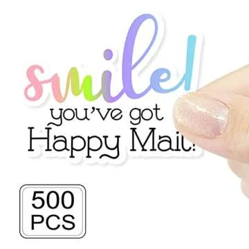 Smile You've Got Happy Mail Stickers,Happy Mail Sticker, Business Order Stickers,Gift Box Mail Stick...