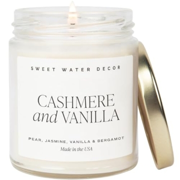 Sweet Water Decor Cashmere & Vanilla Soy Candle - 9oz, Long-Lasting Aroma
