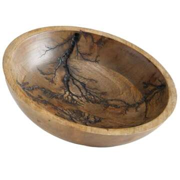 WHW Whole House Worlds Tree of Life Embellished Mango Wood Bowl, Handcrafted, Incised Details, Durab...