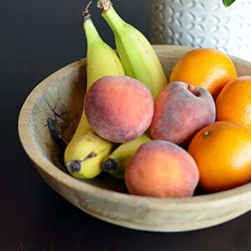 WHW Whole House Worlds Tree of Life Embellished Mango Wood Bowl, Handcrafted, Incised Details, Durable Lacquered Finish, 9.75 W x 2.75 H inches, 1.5 lbs