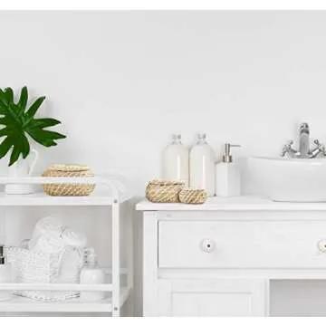 Americanflat Woven Seagrass Storage Baskets with Lids - Handmade Decorative Storage Baskets for Shelves - Set of 3