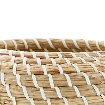 Americanflat Woven Seagrass Storage Baskets with Lids - Handmade Decorative Storage Baskets for Shelves - Set of 3