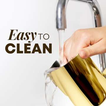 Zulay Kitchen 12oz Stainless Steel Milk Frothing Pitcher - Milk Frother Cup - Easy-to-Clean Espresso Accessories - Easy-to-Read Creamer Measurements - Foam Making for Coffee (Gold)