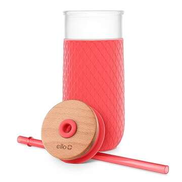 Ello Devon Eco-Friendly Glass Tumbler with Lid and Straw