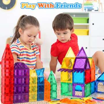 Magnetic Tiles Kids Toys for 3 4 5 6 7 8+ Year Old Boys Girls Magnetic Building Blocks Toys Preschoo...