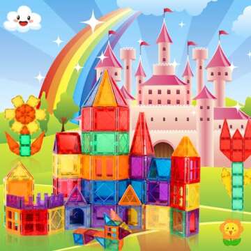 Magnetic Tiles Kids Toys for 3 4 5 6 7 8+ Year Old Boys Girls Magnetic Building Blocks Toys Preschool Learning Sensory Montessori Toys for 3+ Year Old Boys and Girls, Creativity Toddler Kids Toy 20pcs