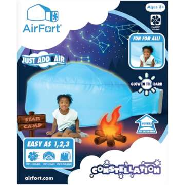 The Original Patented AirFort - Build A Fort in 30 Seconds, Inflatable Fort for Kids, Play Tent for 3-12 Years, A Playhouse Where Imagination Runs Wild, Fan not Included (Constellation)